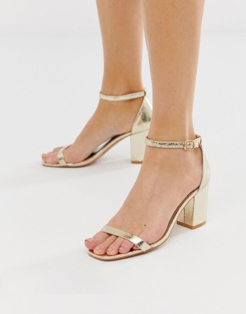 Glamorous Gold Block Heel Zlatne - Ženske Sandale | 41738BAUJ